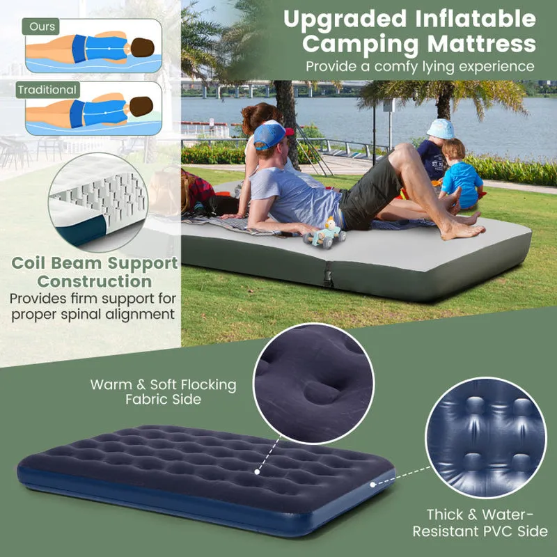 Professional title: "5-in-1 Outdoor Camping Tent Cot for 2 People with Air Mattress and Sleeping Bag"