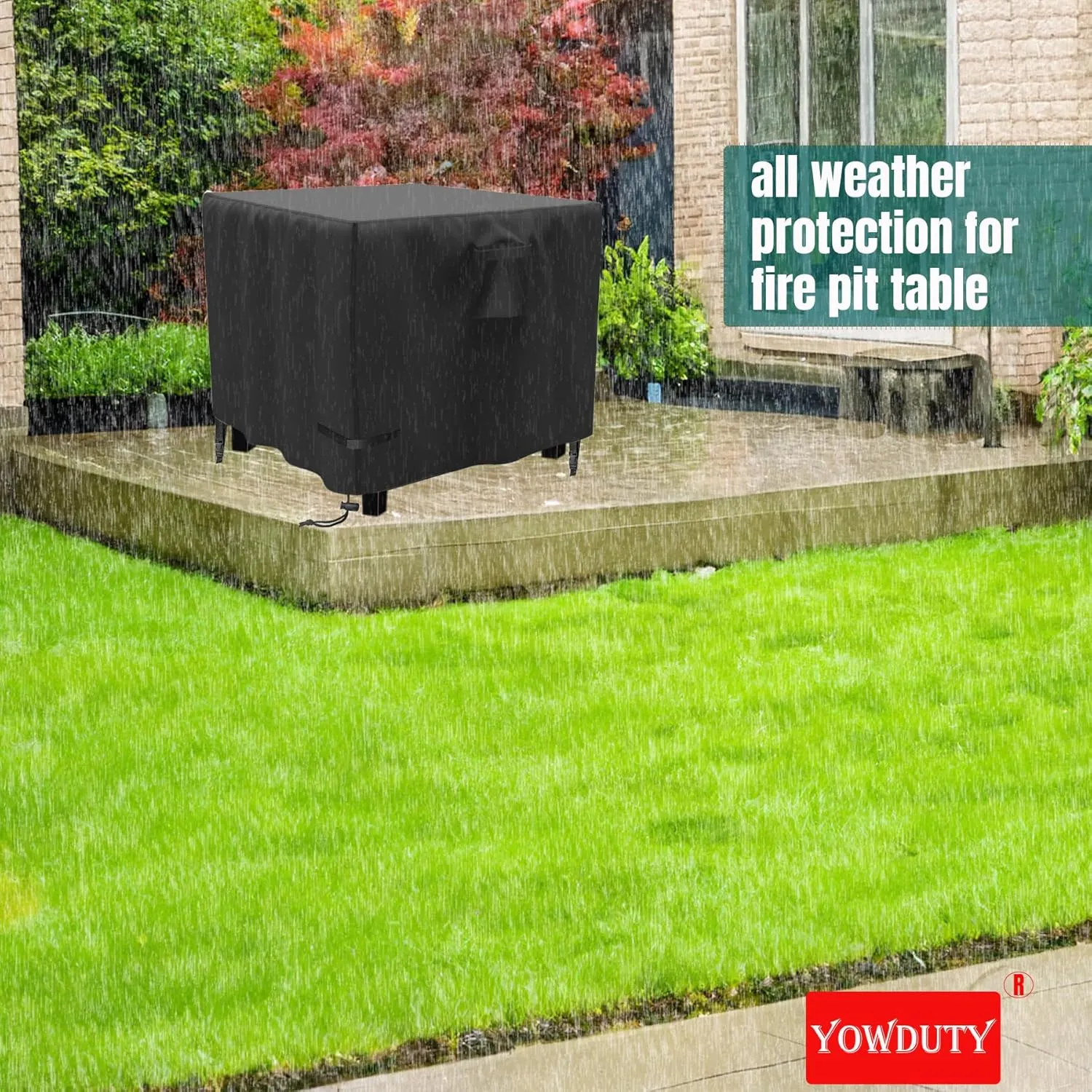 Propane Fire Pit Cover Square 30 Inch, Waterproof Heavy Duty 600D Gas Fire Pit Table Cover 30 x 30 x 25 Inch, Fit 28-30 Inch Firepit Table, All-weather Protection For Patio Fire Table
