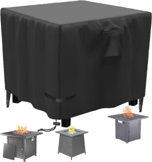 Propane Fire Pit Cover Square 30 Inch, Waterproof Heavy Duty 600D Gas Fire Pit Table Cover 30 x 30 x 25 Inch, Fit 28-30 Inch Firepit Table, All-weather Protection For Patio Fire Table