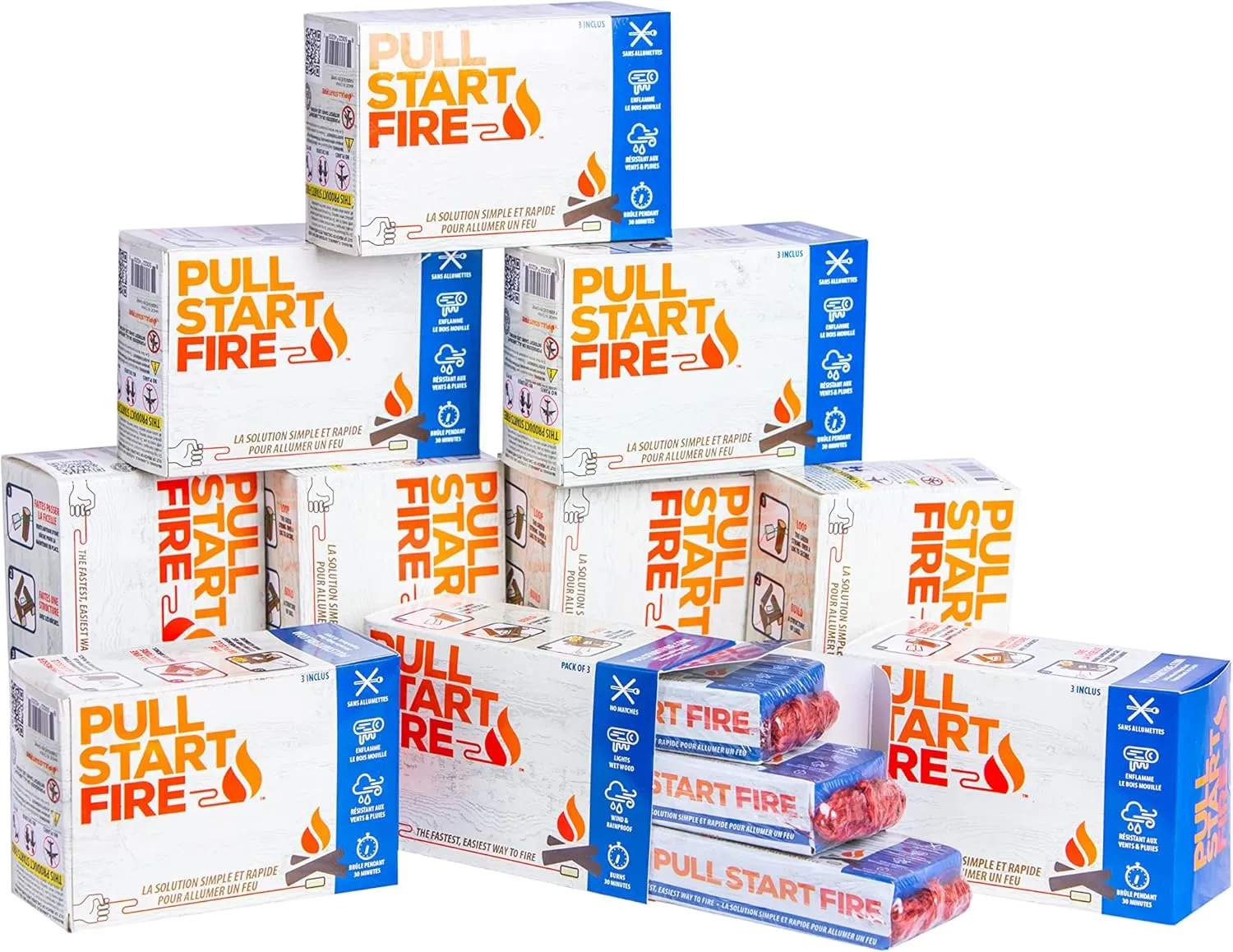 Pull Start Fire Pull String Firestarter | No Matches Required, Fire Starts in Seconds | for Campfires, Grill, Fireplace, BBQ | Lights Wet Wood, Easy to Use, Food Safe and Weather Resistant