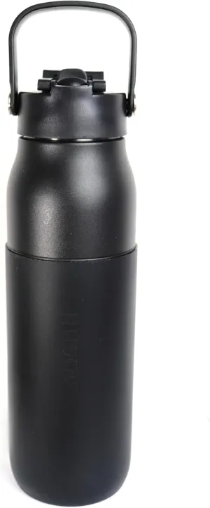 Pulse 32oz Stainless Steel Water Bottles – Triple-Wall Vacuum Insulated Water Bottle with Leak Proof Straw Lid – BPA-Free, Ideal for Gym, Travel & Outdoor (Matte Black)