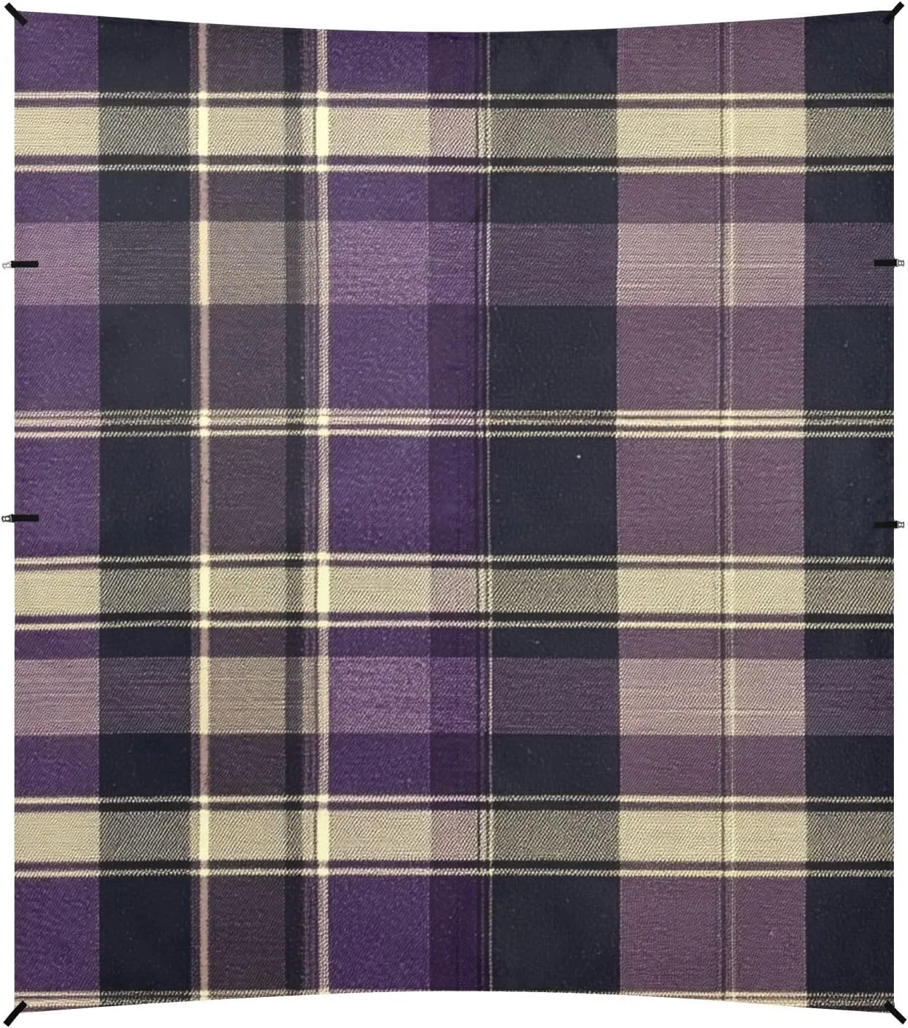 Purple Buffalo Plaid Check Tartan Scotland Beach Cabana Tent UPF50  Waterproof Portable Sunshade Includes Sand Shovel, Sandbags, Stability Poles for Camping Trips, Fishing, Backyard Fun or
