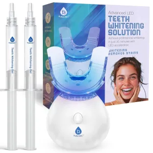 Pursonic Teeth Whitening Kit with 20 Whitening Treatments - Teeth Whitener with 2 Gel Syringes & LED Accelerator Light - Instantly Brighten Your Smile & Remove Stains from Coffee, Smoking & Wine