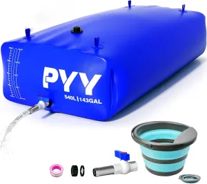 PYY Portable 143 Gallon Water Bladder - Truck Bed,Carrier Cart, Large Water Bob Bathtub Emergency Water Bladders for Outdoor RV & Car Camping,Water Storage Bladder with Spigot,Overflow Kit-Blue 540L