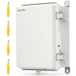 QILIPSU UL94-V0 Outdoor Electrical Box 8.3"x6.3"x3.9" Waterproof Junction Box Weatherproof PC/ABS Alloy Plastic IP66 Project Electric Enclosure Grey Hinged Door