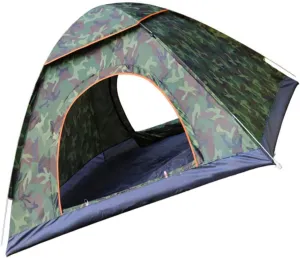 Quick-Open Camouflage Tent 3-4 Person Outdoor Family Tent Windproof Frame Sun Shelter for Beach Camping