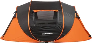 Quick Set Up Pop-Up Camping Tent for 5-8 Persons, Spacious with Enhanced, Black and Orange