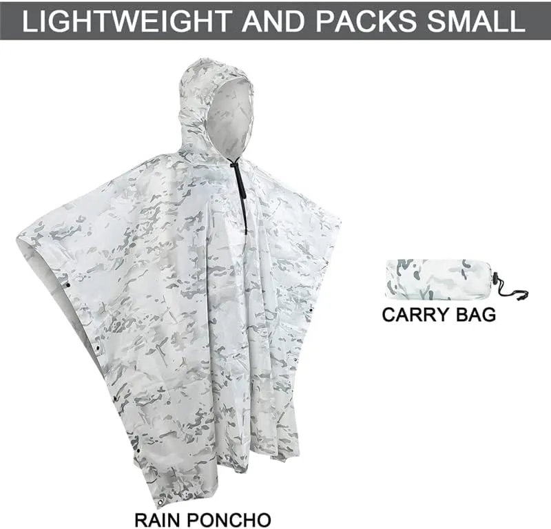 Raincoat Outdoor Hooded Breathable Rainwear Army Tactical Raincoat Camping Hiking Birdwatching Suit Travel Rain Gears (Color : US Woodland Digital, Size : One Size)