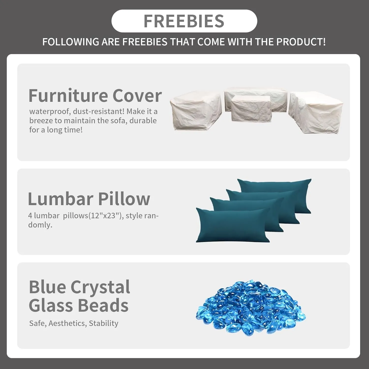 Rattaner 5-Piece Outdoor Patio Furniture 45"" Outdoor Fire Pits Patio Furniture Set 60000BTU Outdoor Propane Fire Pit No-Slip Cushions Waterproof Covers, Peacock Blue