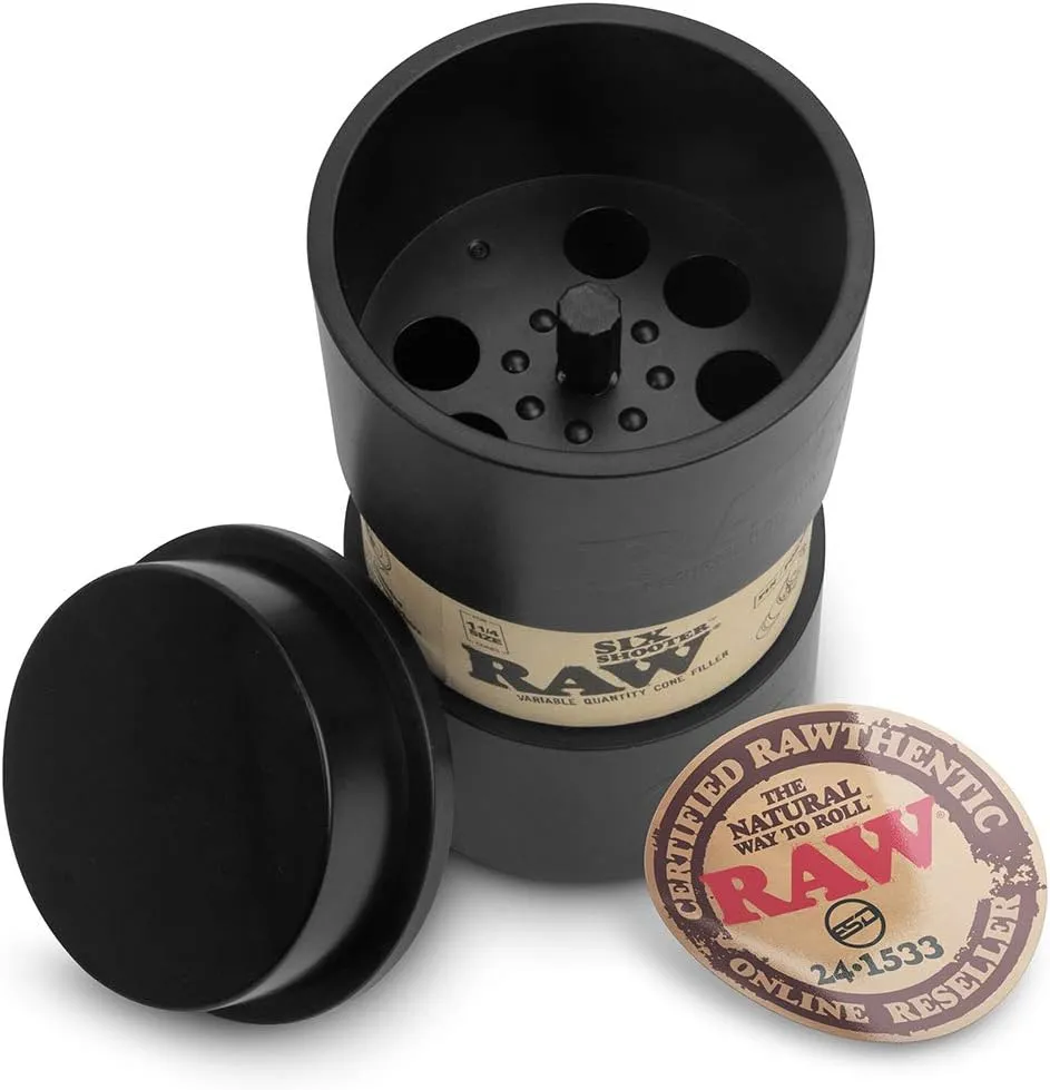 RAW Six Shooter for 1 1/4 Sized Cones | Cone Loader Filling Device | Fills 1,2,3, or 6 Cones at a Time!