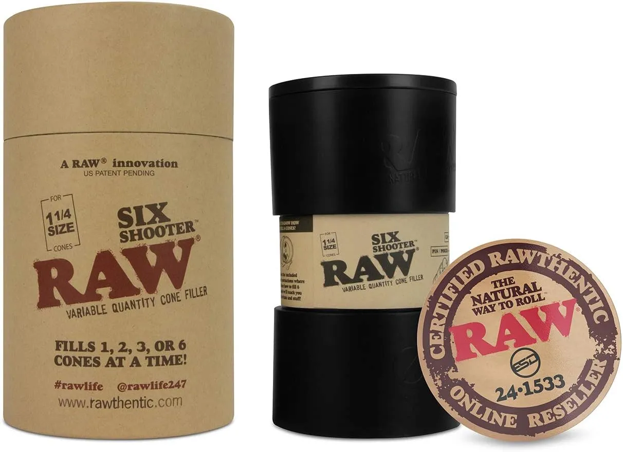 RAW Six Shooter for 1 1/4 Sized Cones | Cone Loader Filling Device | Fills 1,2,3, or 6 Cones at a Time!