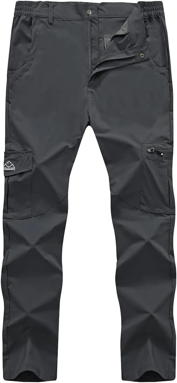 Rdruko Men's Hiking Pants Lightweight Quick Dry Water Resistant Outdoor Travel Work Fishing Pants 6 Pockets