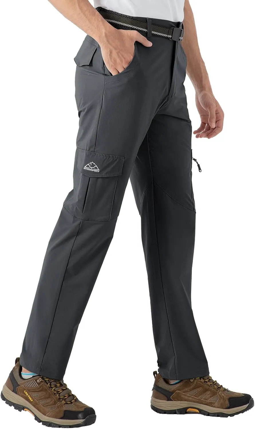 Rdruko Men's Hiking Pants Lightweight Quick Dry Water Resistant Outdoor Travel Work Fishing Pants 6 Pockets