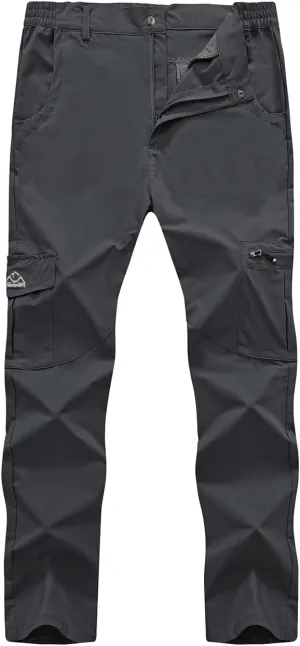 Rdruko Men's Hiking Pants Lightweight Quick Dry Water Resistant Outdoor Travel Work Fishing Pants 6 Pockets