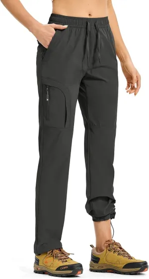 Rdruko Women's Hiking Pants Lightweight Quick Dry Water Resistant Cargo Outdoor Travel Pants Elastic Waist
