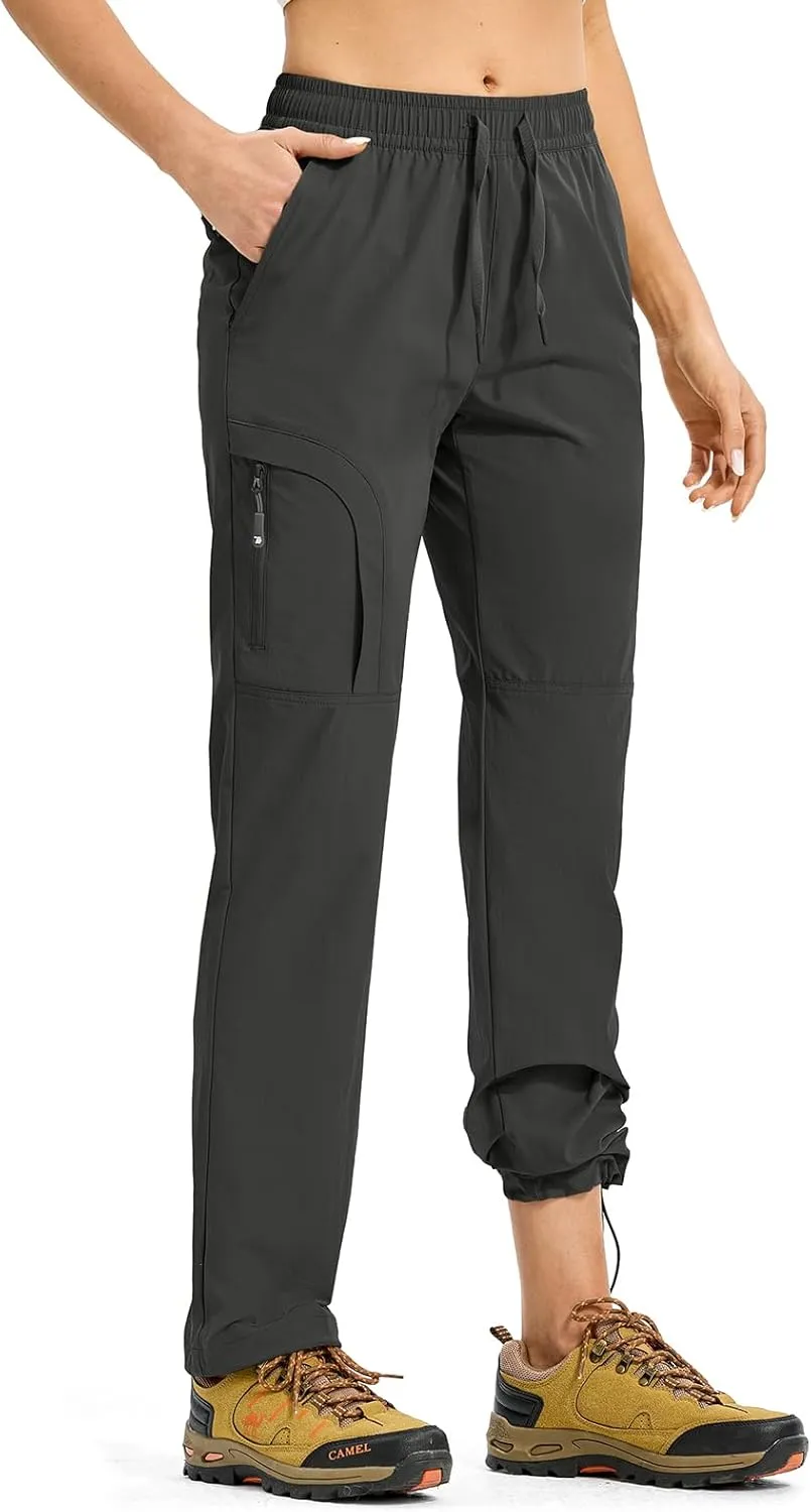 Rdruko Women's Hiking Pants Lightweight Quick Dry Water Resistant Cargo Outdoor Travel Pants Elastic Waist