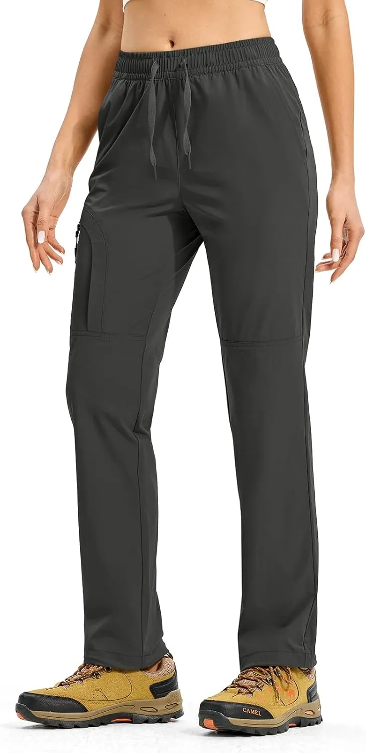 Rdruko Women's Hiking Pants Lightweight Quick Dry Water Resistant Cargo Outdoor Travel Pants Elastic Waist