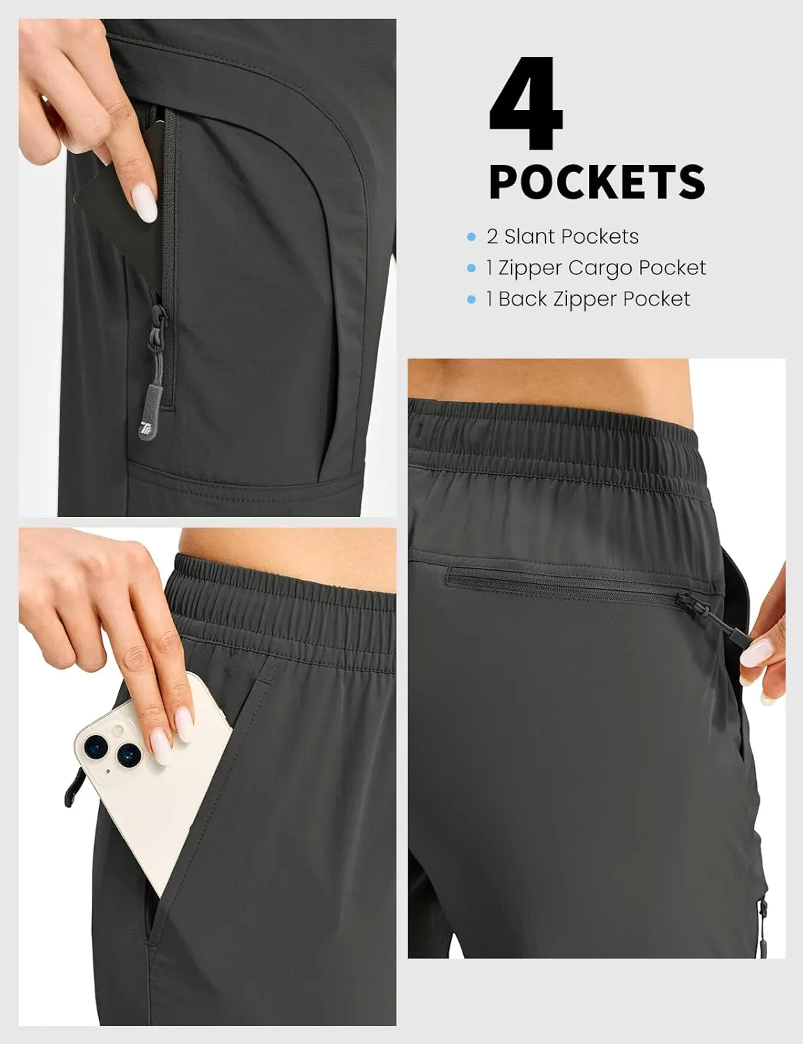 Rdruko Women's Hiking Pants Lightweight Quick Dry Water Resistant Cargo Outdoor Travel Pants Elastic Waist