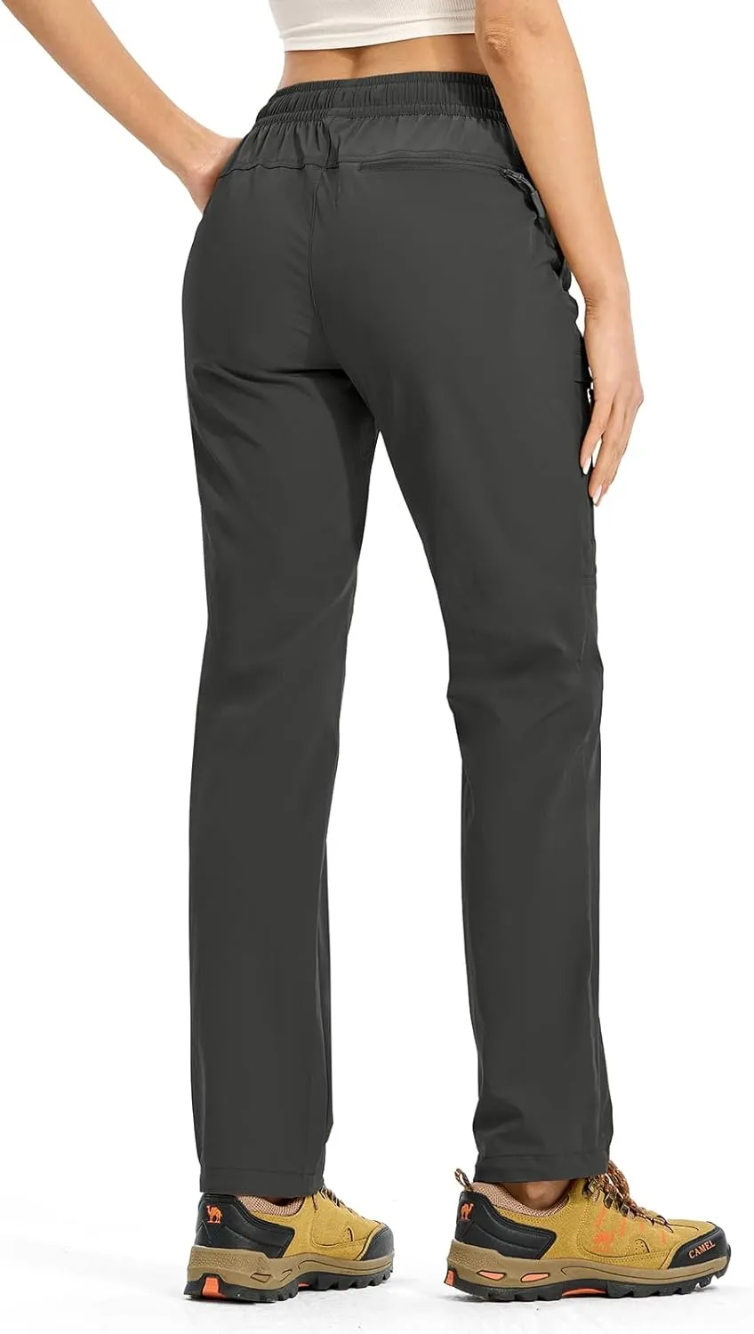 Rdruko Women's Hiking Pants Lightweight Quick Dry Water Resistant Cargo Outdoor Travel Pants Elastic Waist