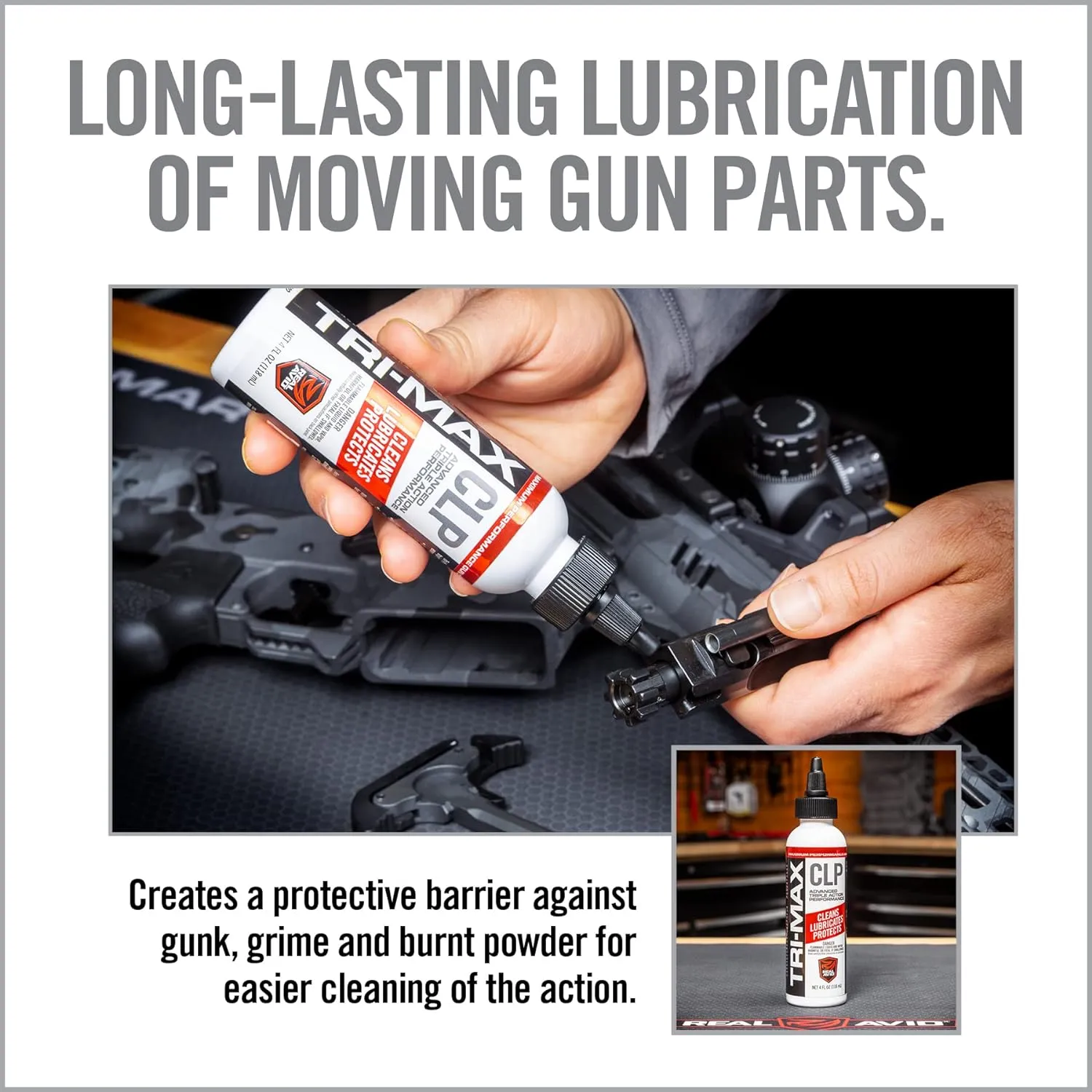 Real Avid Bore Cleaning Combo | Bore Boss Cleaning System | Rapid Pull Through Barrel & Bore Cleaning Cable w/Integrated Brush & Mop   CLP Cleaner and Lubricant