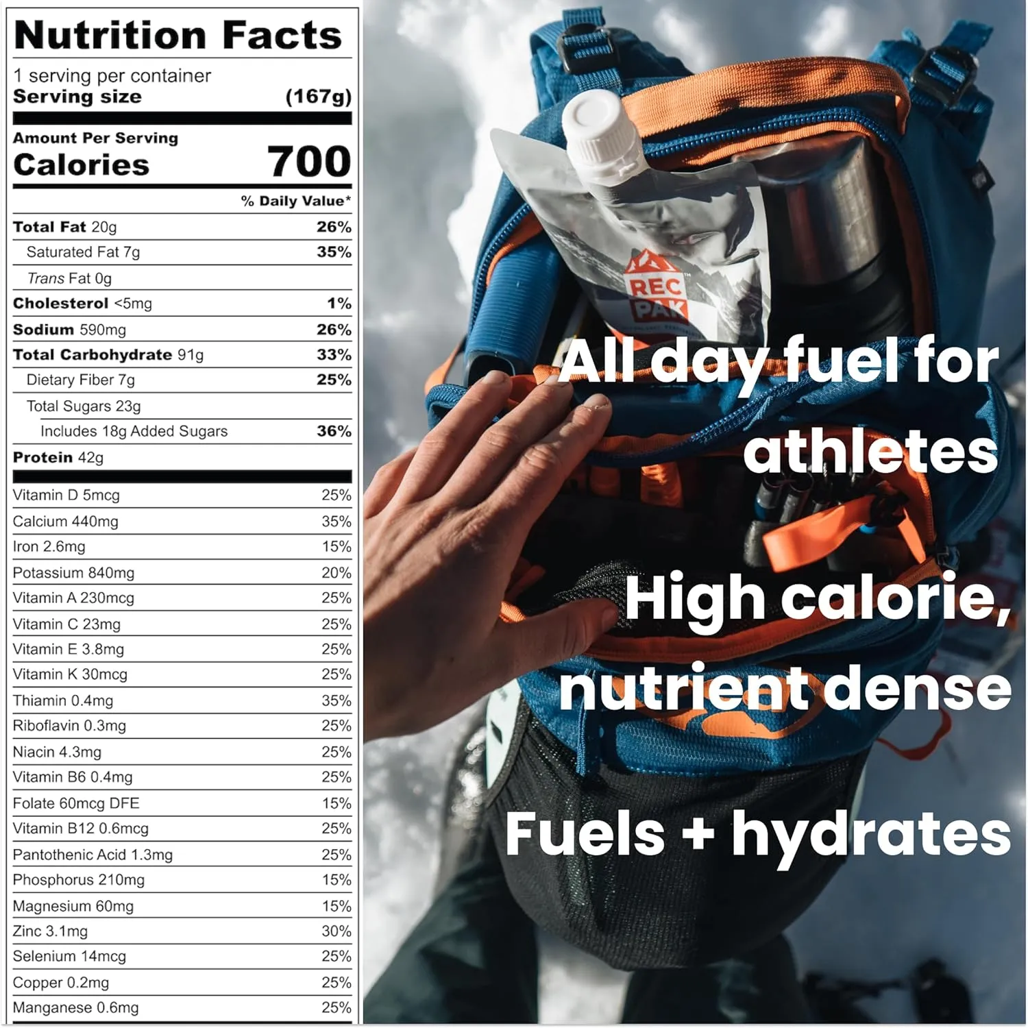 RecPak Performance Ultralight Instant Meals For Your Next Adventure | 700 Cal 42g Protein I Coffee (12-Pack)
