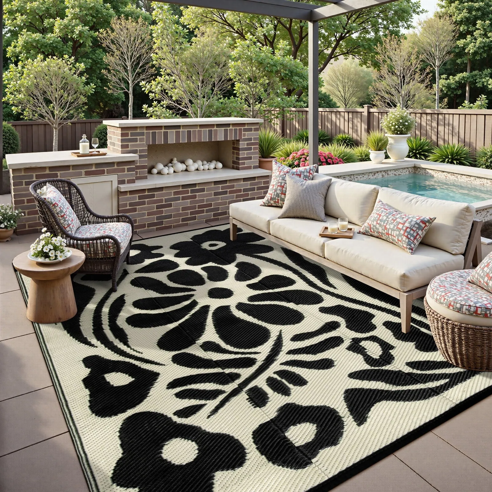 Referral discount Reversible Outdoor Flower Camping, for Rugs Outside, for Tent Picnic Professional assistance RV for 8'x10' RV Portable Rugs Large Waterproof, Plastic Garden Moynesa Rugs Camper Straw Mat Outdoor