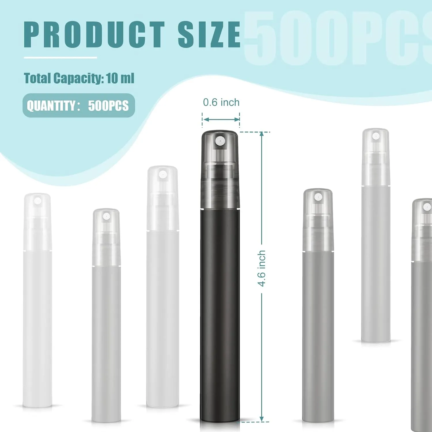 Remerry 10 ml Perfume Spray Bottles Plastic Travel Refillable Mini Bottles for Women Small Fine Mist Sprayers Portable Frosted Perfume Sprayers Empty Atomizer for Essential Oil (50 Pcs)