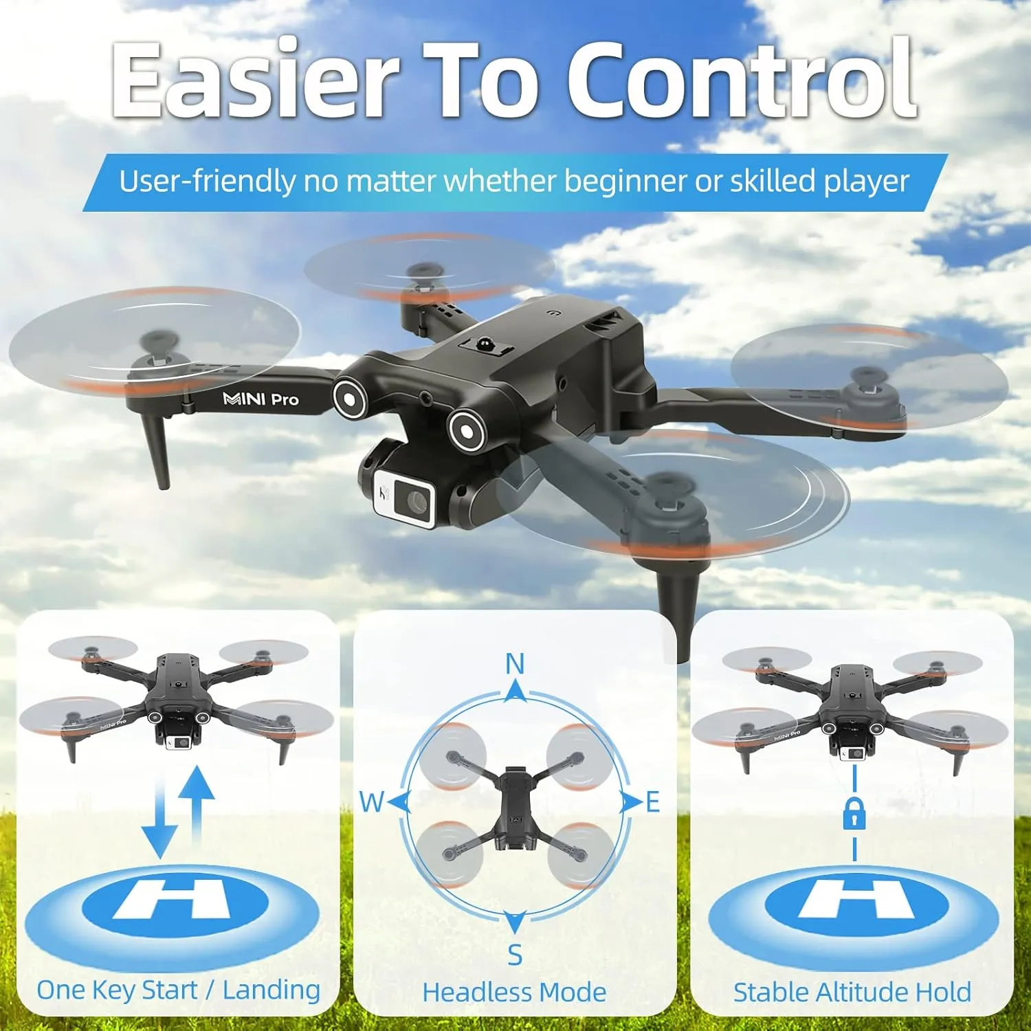 Remote Control Model Series Mini Drone with Camera for Adults Kids, 1080P HD FPV Drones with Carrying Case, Foldable RC Quadcopter Toys Gifts, One Key Start, 3D Flips, 3 Speeds