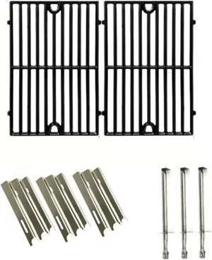 Replacement Kit for Vermont Castings VM400, CF9030, VM400XBP, VM400XBP Gas Grill Models Includes Burners, Heat Shields & Cooking Grates Gas Models, Sliver, Black
