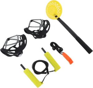 Retractable Ice Fishing Safety Kit, Non Grip Crampons Spikes Shoe Grip with Whistle Stainless Steel Ice Picks Set for Ice Fishing Safety Equipment for Ice Skating, Skiing, Hiking