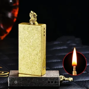 Reusable Forever Matches, Cool Pipe Lighter Fluid Refillable, Permanent Match, Copper Vintage Trench Lighters, Creative Auto Fire Starter, Unique Birthday Gift for Men（No Oil）(Silver)