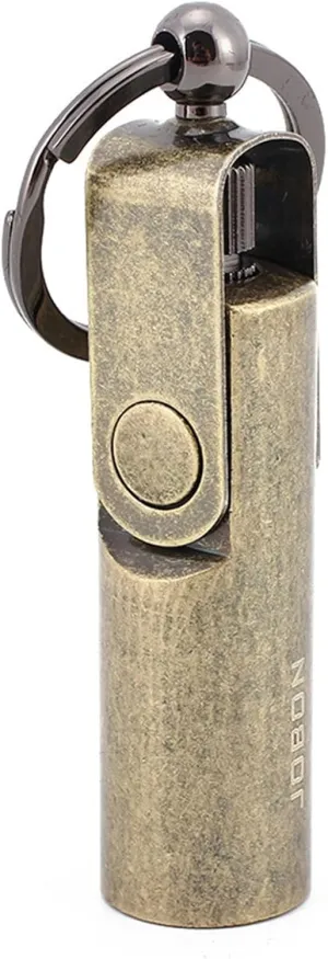 Reusable Permanent Metal Lighter, Multifunctional Keychain Kerosene Lighter, Waterproof Flintstone Fire Starter, Portable Metal Windproof Lighter, for Outdoor Camping Emergency (Color : Bronze)