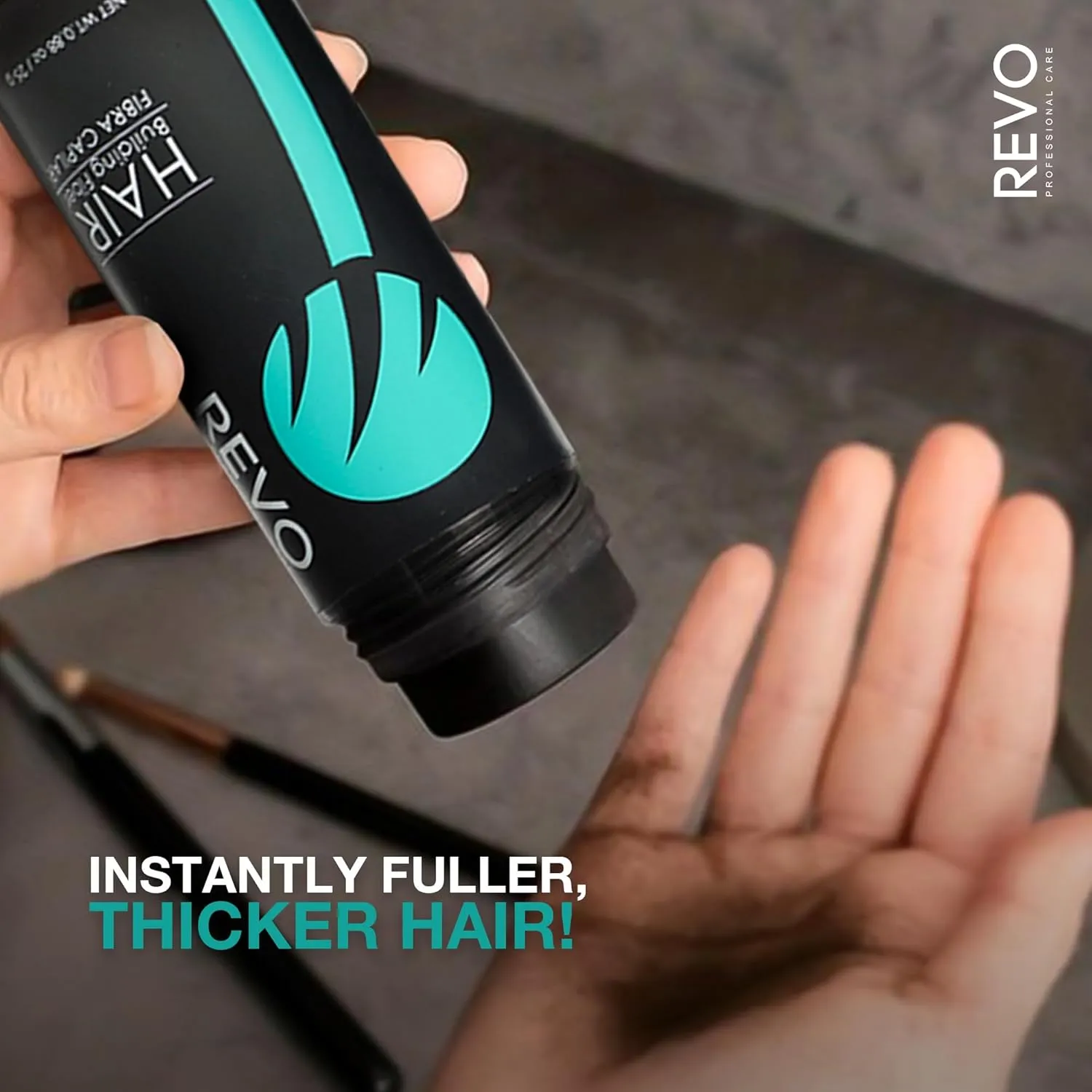 REVO Hair Building Fibers - 25g Hair Fibers for Thinning Hair, 100ml Fiberhold Spray & Hairline Optimizer - Hair Fibers for Bald Spot Cover Up, Scalp Concealer & Volume for Men & Women - Black