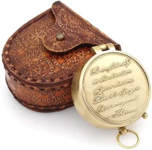 RII Custom Engravable Compass - Personalised Engravable Antique Gift Compasses for Graduation, Baptism, Confirmation - Brass Pocket Compass Gifts for Men, Him, Son, Husband, Grandson, Boys