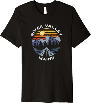 River Valley Maine Mountains Vacation Camping Souvenir Premium T-Shirt