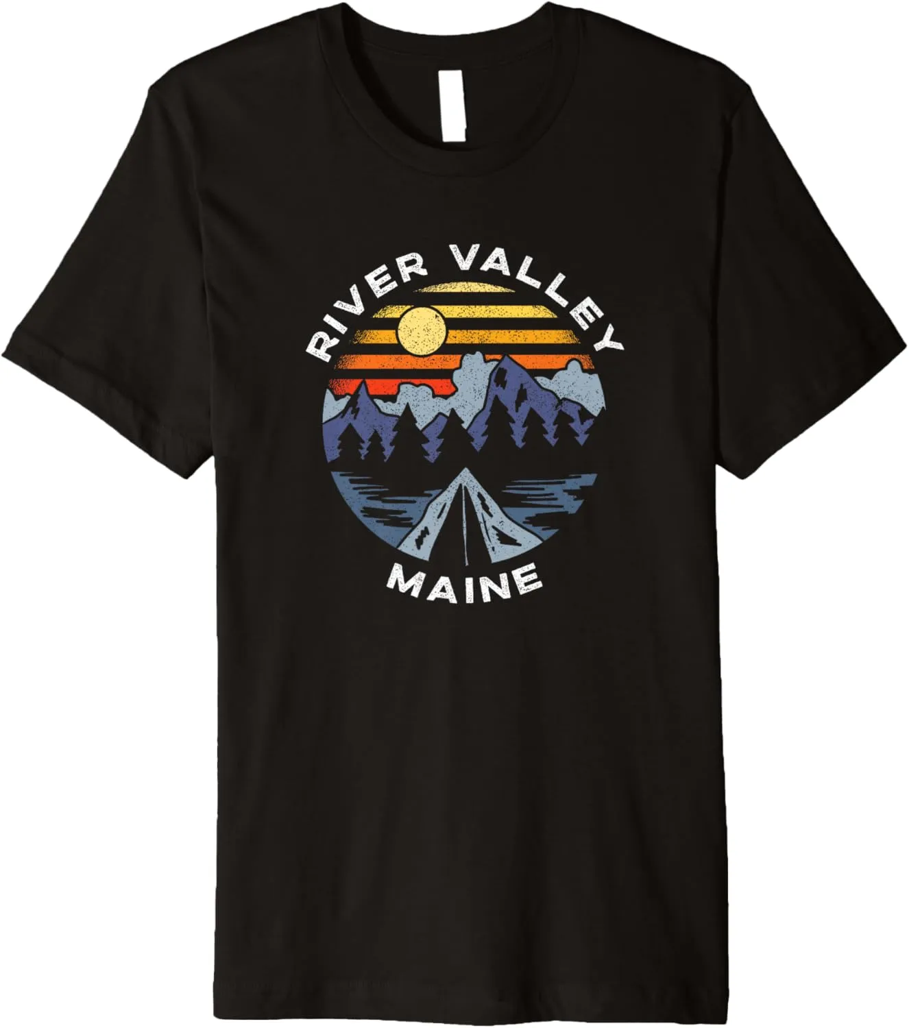 River Valley Maine Mountains Vacation Camping Souvenir Premium T-Shirt