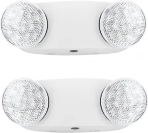 RMC LED Emergency Lights with Battery Backup, Two Head Adjustable Commercial Emergency Lighting, AC120-277V, Hardwired Emergency Exit Light Fixtures for Home and Business, ETL Listed, 2 Pack