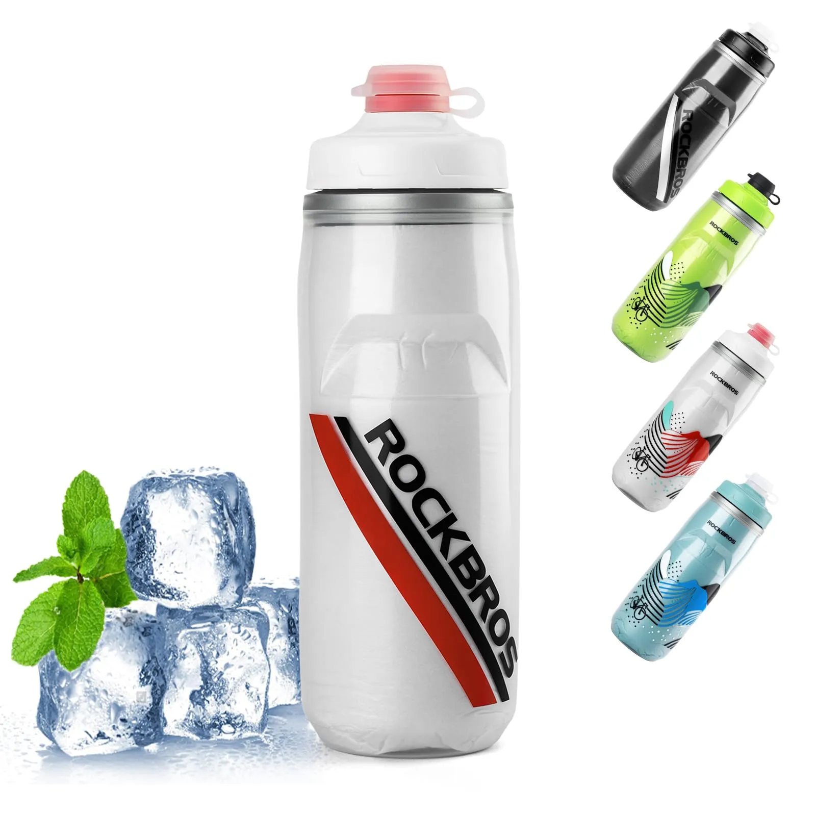 ROCKBROS 620ml Leakproof Insulated Sports Water Bottle for Bikes Outdoor