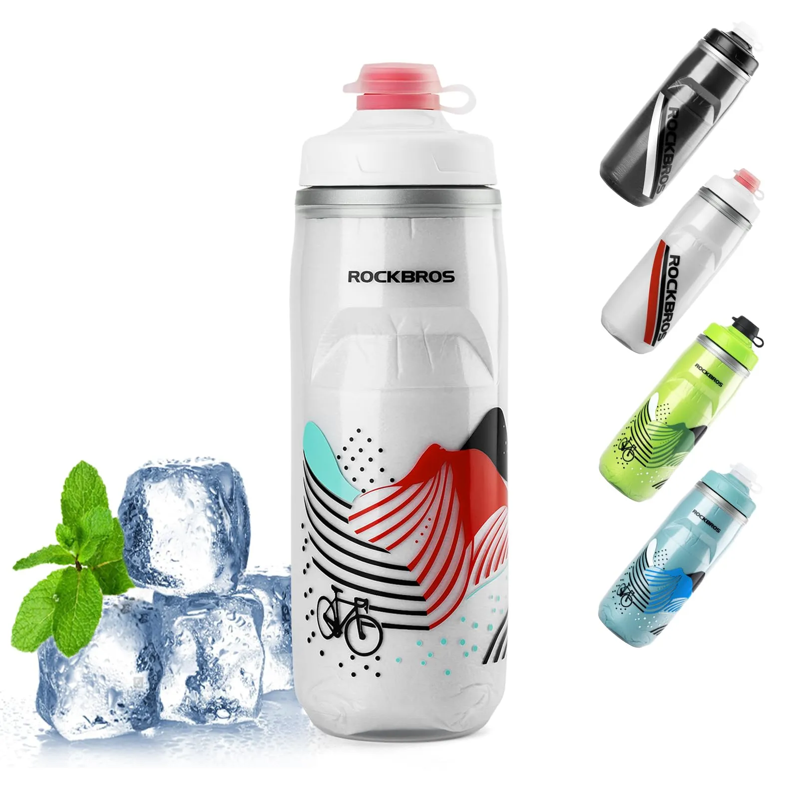 ROCKBROS 620ml Leakproof Insulated Sports Water Bottle for Bikes Outdoor