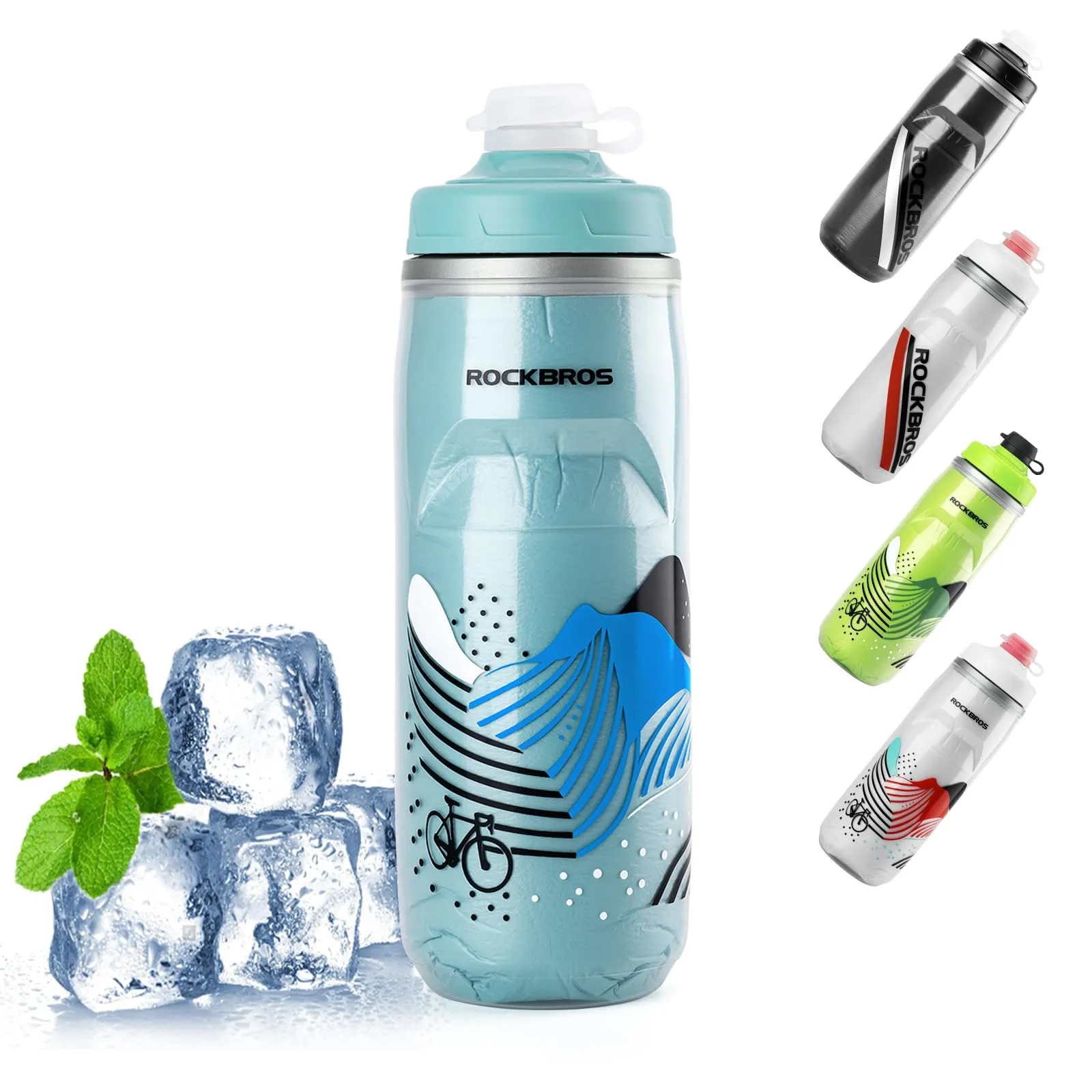 ROCKBROS 620ml Leakproof Insulated Sports Water Bottle for Bikes Outdoor