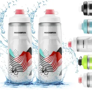 ROCKBROS Bike Water Bottle 21oz Bicycle Water Bottle for 5hrs Insulation Sports Squeeze Water Bottle with Leakproof Design