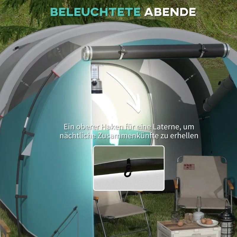 Rootz Camping Tent - Family Tent - Waterproof Shelter - Spacious Design - 460L x 260W x 190H cm - Polyester, PE, Plastic