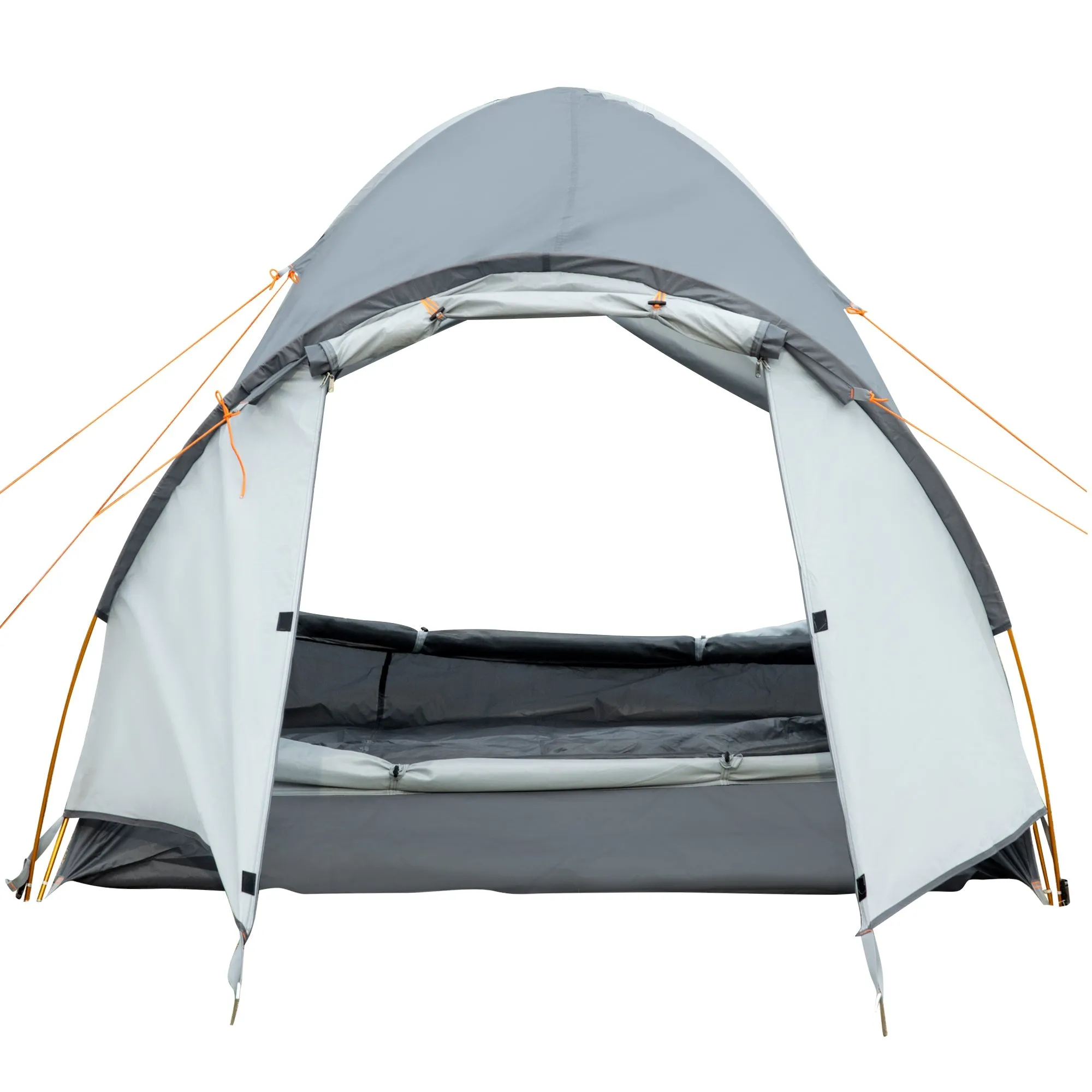 Rootz Camping Tent - Waterproof Family Shelter - Portable Outdoor Tent - Double Layer - 350 x 150 x 128 cm - Grey
