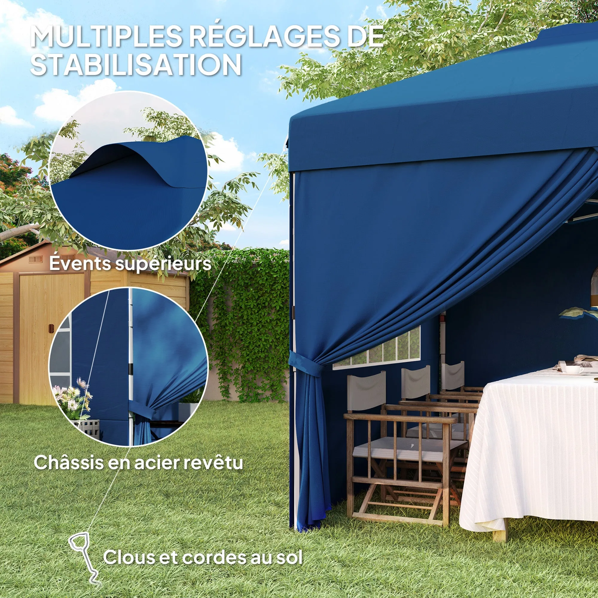 Rootz Pop-Up Foldable Party Tent - Event Tent - Gazebo Canopy - UV30  Protection - 297cm x 297cm x 284cm