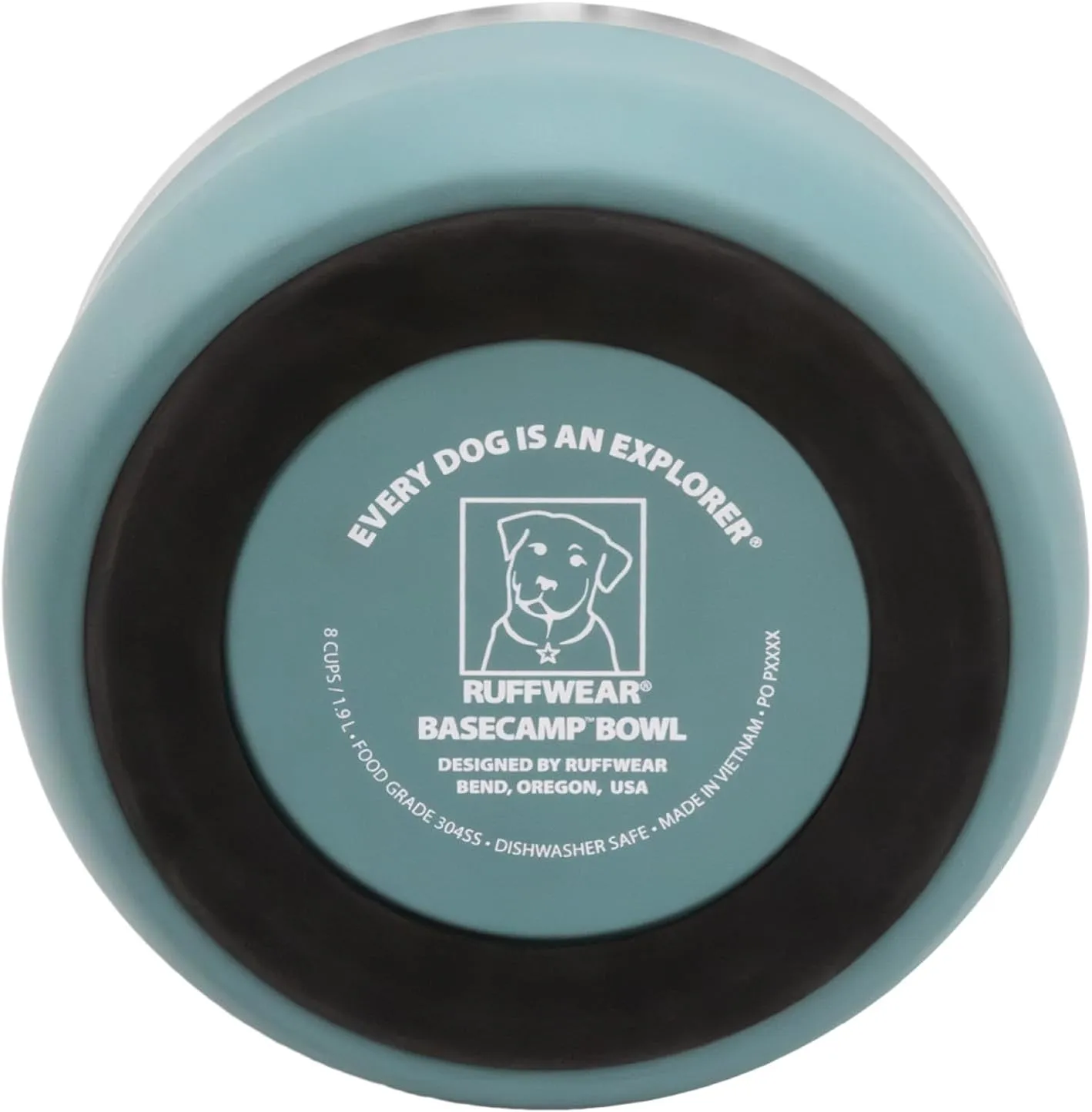Ruffwear, Basecamp Dog Food Bowl, Durable, Rust-Resistant Stainless Steel Dog Bowl, Non-Slip Base, Dishwasher Safe, 1.25L/5 Cups for Food or Water, Built for Explorers, River Rock Green