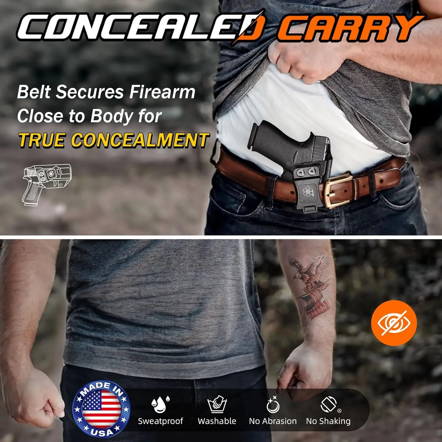 Ruger Security 9 Holster IWB Kydex for Ruger Security 9 Pistol – Inside Waistband Concealed Carry – Adjustable Cant & 'Posi-Click' Retention – No Wear - No Jitter - USA Made by Amberide