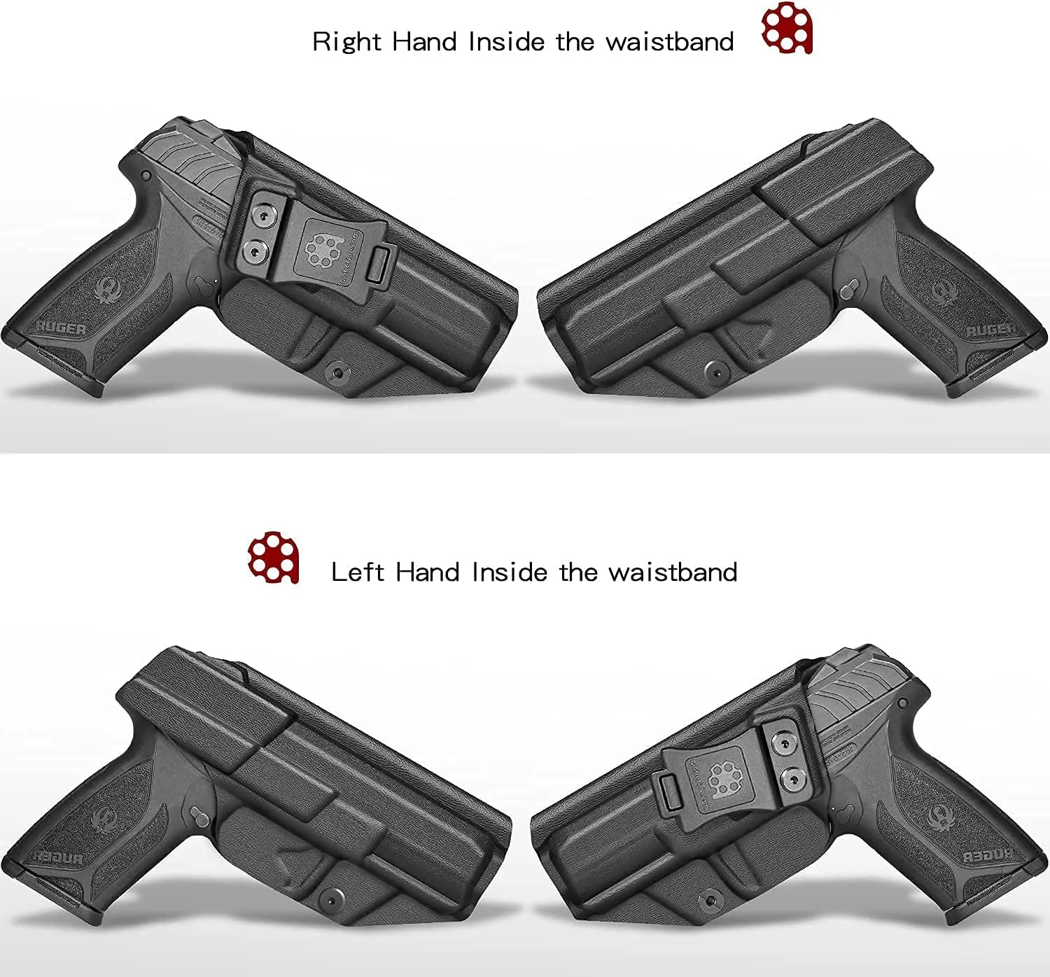 Ruger Security 9 Holster IWB Kydex for Ruger Security 9 Pistol – Inside Waistband Concealed Carry – Adjustable Cant & 'Posi-Click' Retention – No Wear - No Jitter - USA Made by Amberide