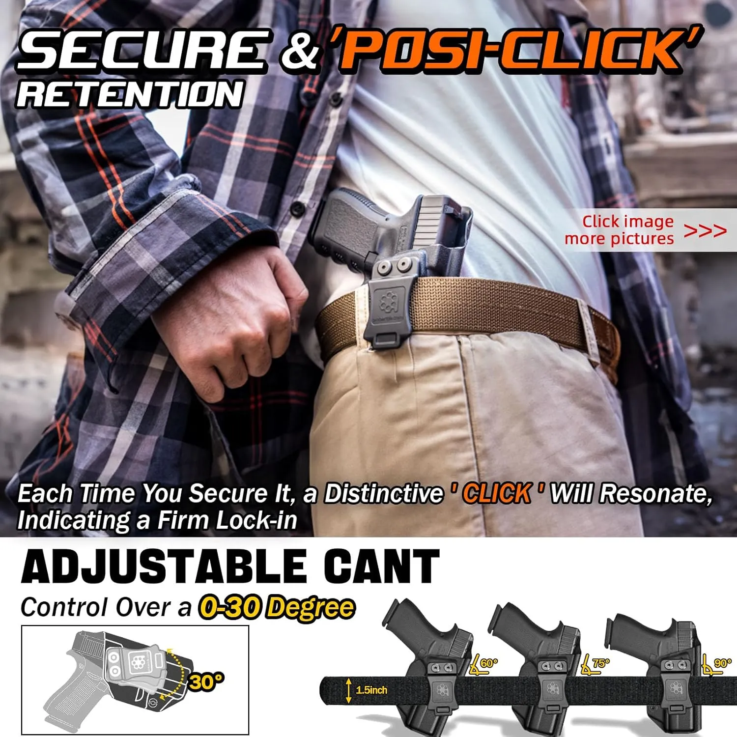 Ruger Security 9 Holster IWB Kydex for Ruger Security 9 Pistol – Inside Waistband Concealed Carry – Adjustable Cant & 'Posi-Click' Retention – No Wear - No Jitter - USA Made by Amberide