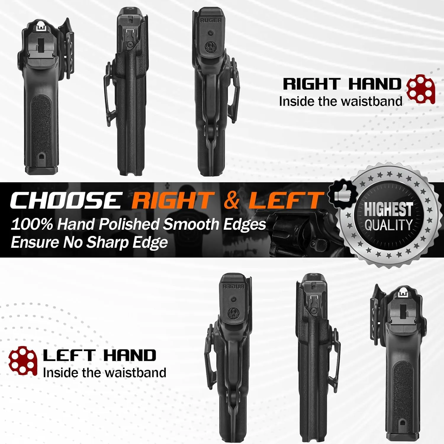 Ruger Security 9 Holster IWB Kydex for Ruger Security 9 Pistol – Inside Waistband Concealed Carry – Adjustable Cant & 'Posi-Click' Retention – No Wear - No Jitter - USA Made by Amberide