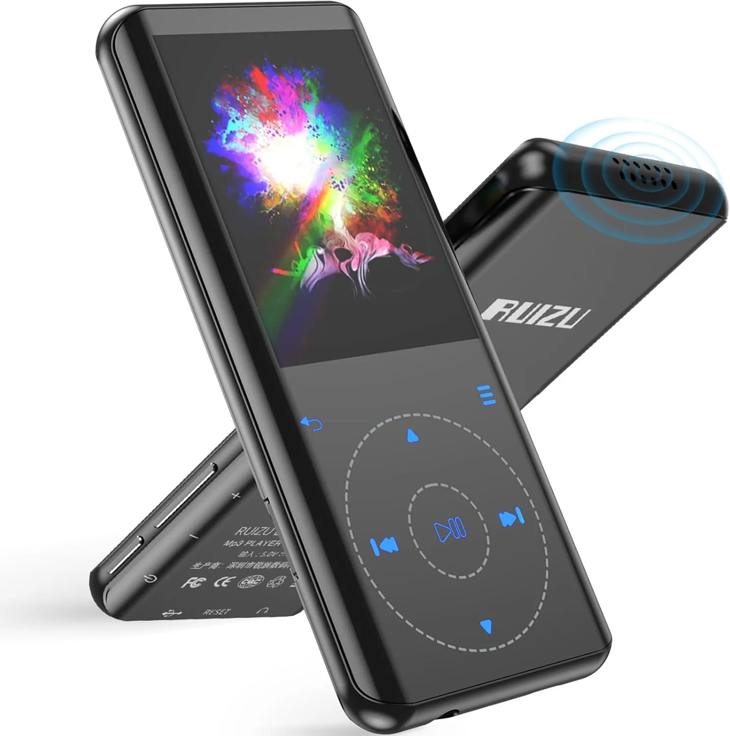 RUIZU 64GB MP3 Player with Bluetooth 5.3, Speaker, 2.4 inch Screen, Portable Music Player for Sport Running, FM Radio, Voice Recorder, Digital Audio Video Shuffle Playback, Support 128GB Micro SD Card